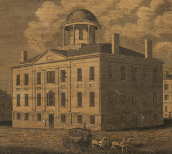 Davidson County Courthouse illustration from J.P. Ayers 1831 map of Nashville