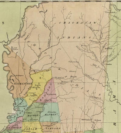 Chickasaw and Choctaw land in Mississippi, 1835
