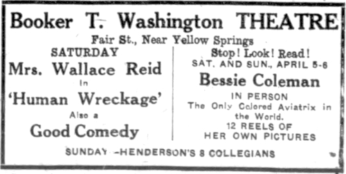 Bessie Coleman appeared at Booker T. Washington Theatre
