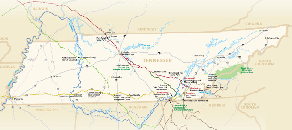 Trail of Tears National Historic Trail Routes In Tennessee