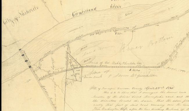 Map of White's Creek Turnpike, 1845